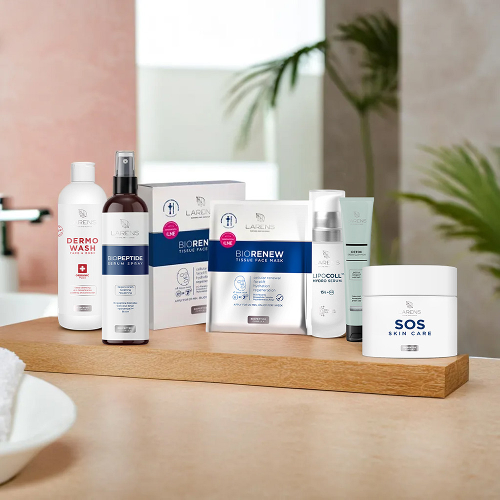 Cosméticos para o rosto, corpo e cabelo - LARENS